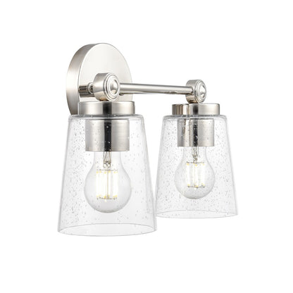Millennium Lighting Lauryn 2Lt 14" Vanity, Nickel/Clear Seeded