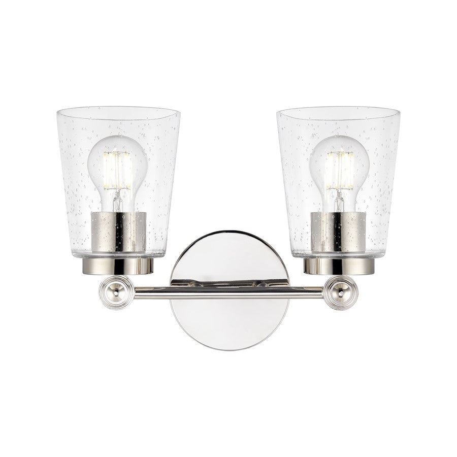 Millennium Lighting Lauryn 2Lt 14" Vanity, Nickel/Clear Seeded