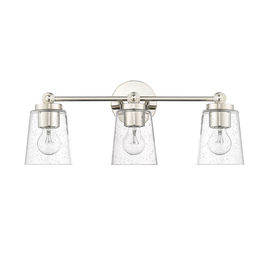 Millennium Lighting Lauryn 3Lt Vanity, Polished Nickel/Clear - 22003-PN