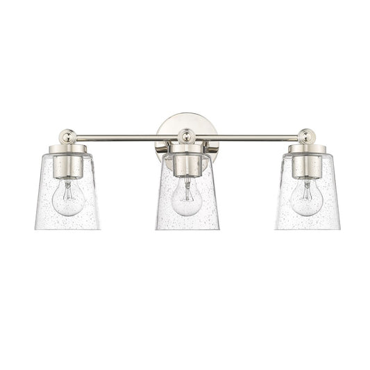 Millennium Lighting Lauryn 3Lt Vanity, Polished Nickel/Clear - 22003-PN