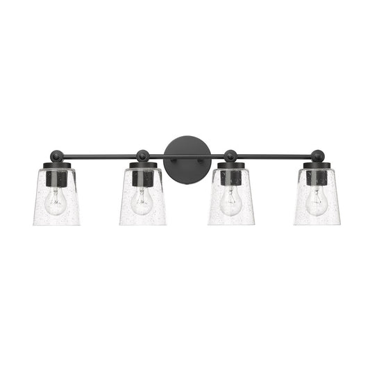 Millennium Lighting Lauryn 4Lt Vanity, Black/Clear - 22004-MB