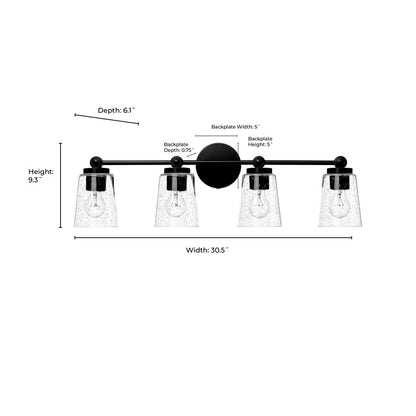 Millennium Lighting Lauryn 4Lt Vanity, Black/Clear