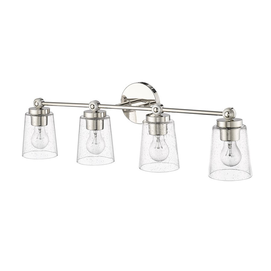 Millennium Lighting Lauryn 4Lt Vanity, Polished Nickel/Clear