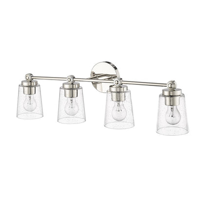 Millennium Lighting Lauryn 4Lt Vanity, Polished Nickel/Clear