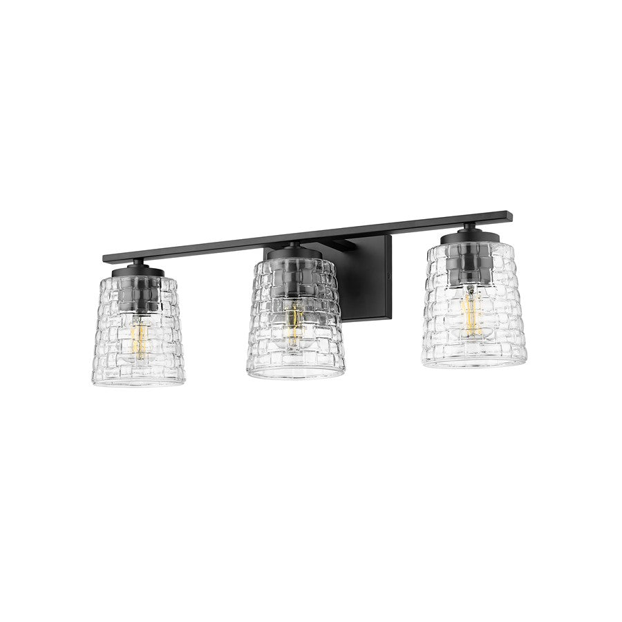 Millennium Lighting Saben 3Lt Vanity, Black/Clear