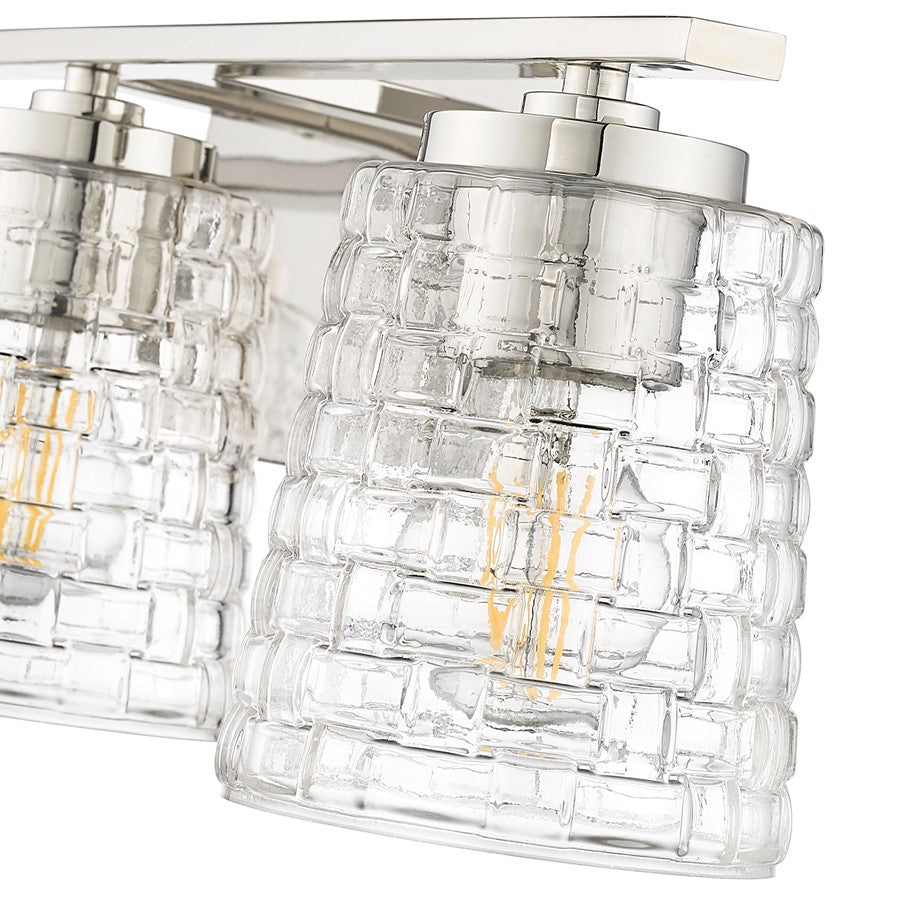 Millennium Lighting Saben 3Lt Vanity, Polished Nickel/Clear