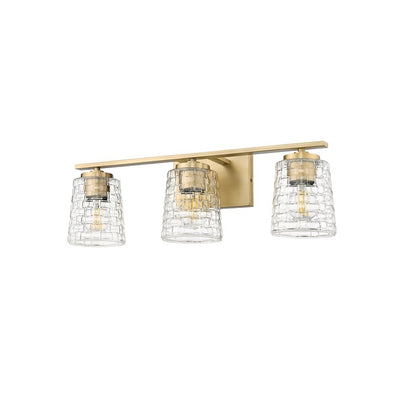 Millennium Lighting Saben 3Lt Vanity, Vintage Brass/Clear