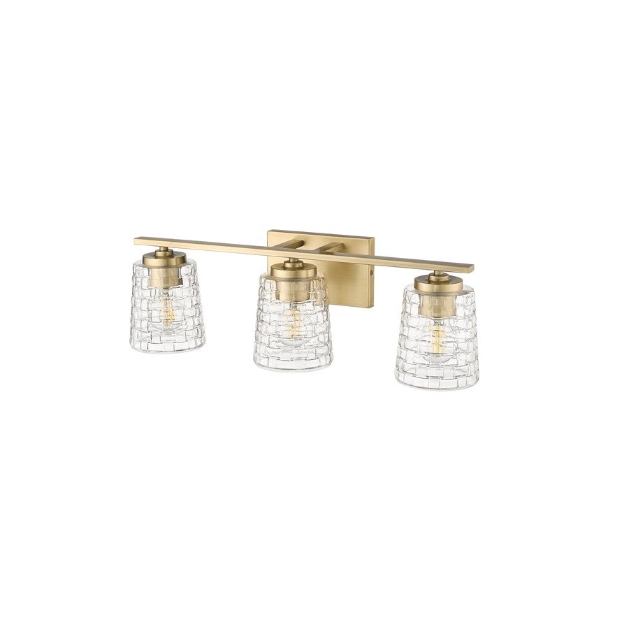 Millennium Lighting Saben 3Lt Vanity, Vintage Brass/Clear