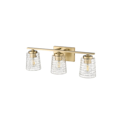 Millennium Lighting Saben 3Lt Vanity, Vintage Brass/Clear