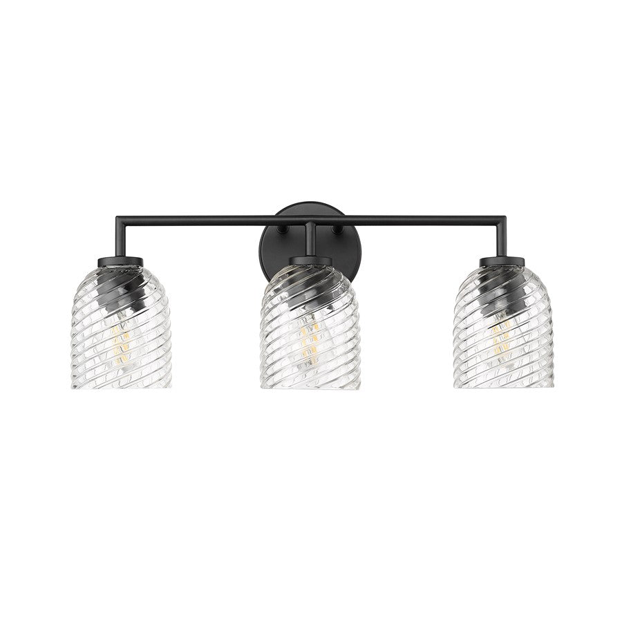 Millennium Lighting Catania 3Lt Vanity, Black/Clear - 22203-MB