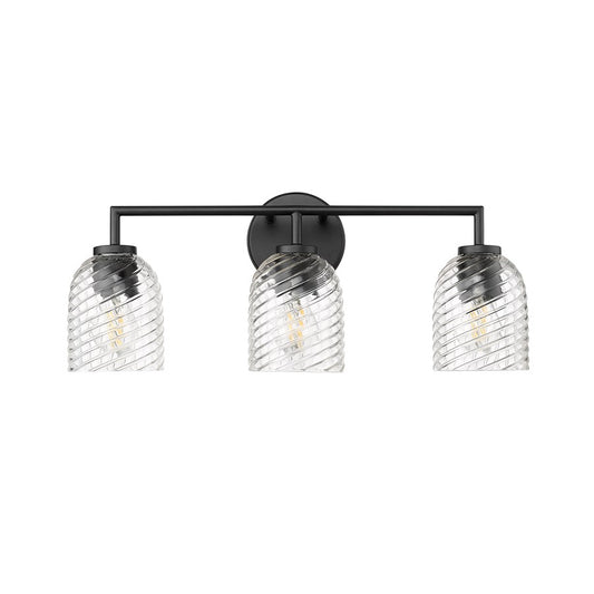 Millennium Lighting Catania 3Lt Vanity, Black/Clear - 22203-MB