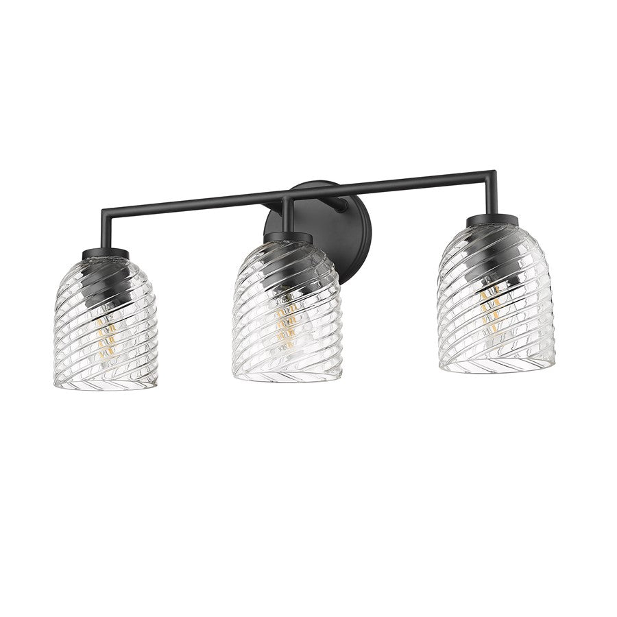 Millennium Lighting Catania 3Lt Vanity, Black/Clear