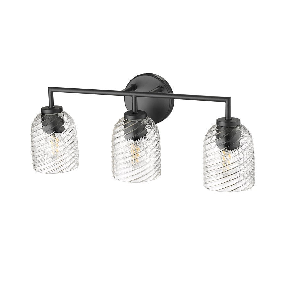 Millennium Lighting Catania 3Lt Vanity, Black/Clear