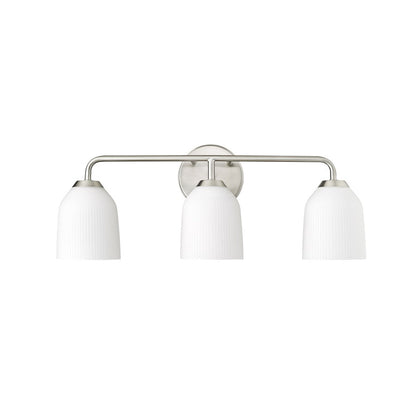 Millennium Lighting Norah 3Lt Vanity, Brushed Nickel/Opal Ribbed - 22303-BN