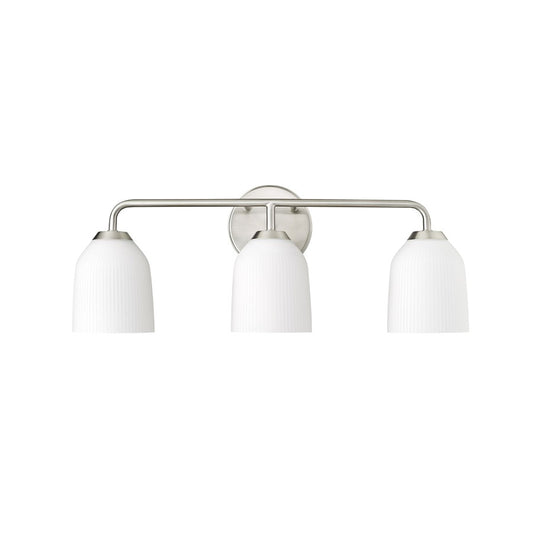 Millennium Lighting Norah 3Lt Vanity, Brushed Nickel/Opal Ribbed - 22303-BN