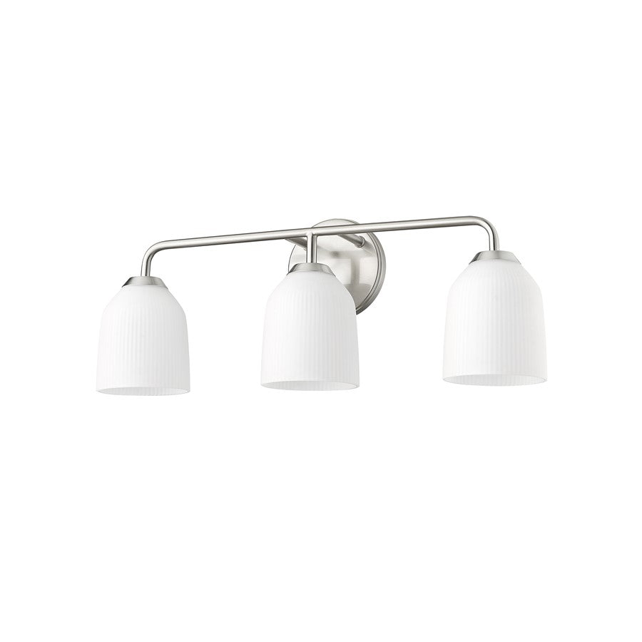 Millennium Lighting Norah 3Lt Vanity, Brushed Nickel/Opal Ribbed