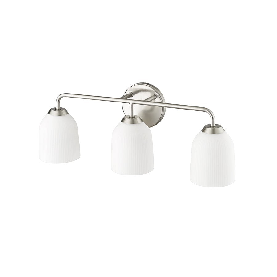 Millennium Lighting Norah 3Lt Vanity, Brushed Nickel/Opal Ribbed
