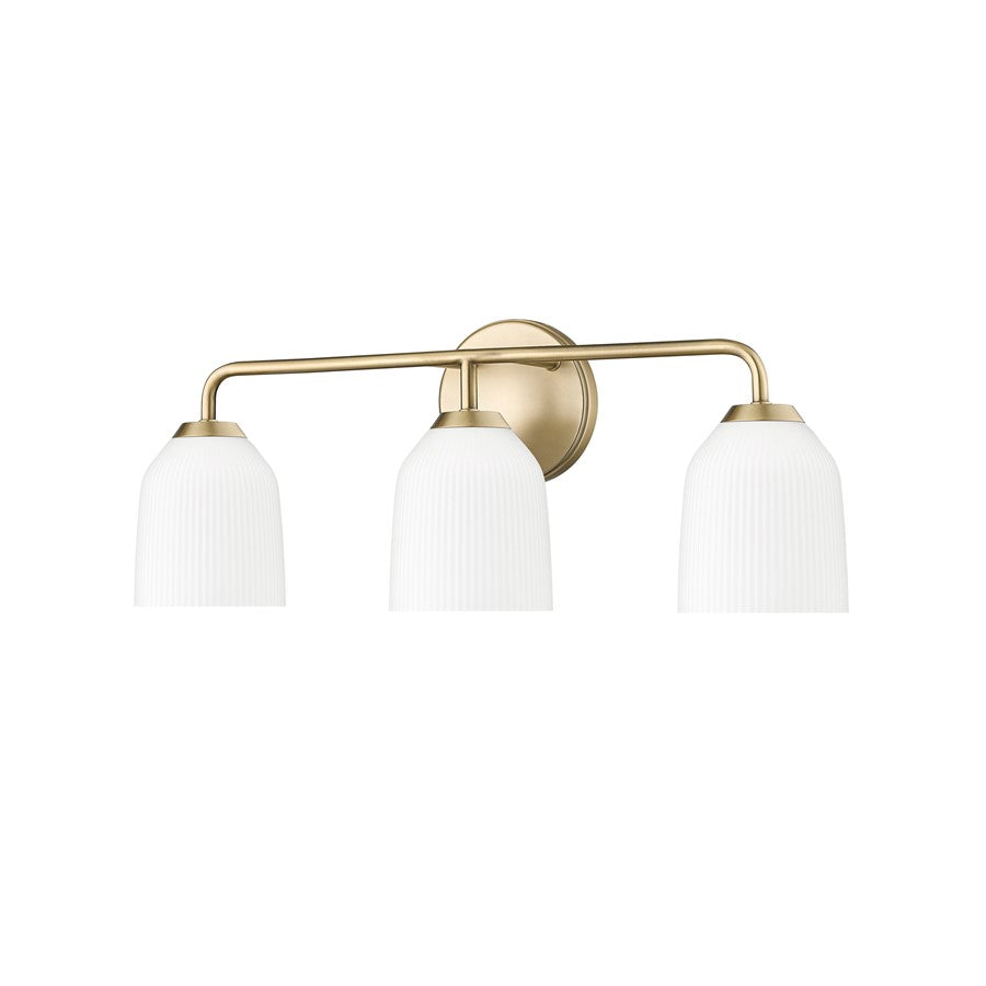 Millennium Lighting Norah 3Lt Vanity, Vintage Brass/Opal Ribbed