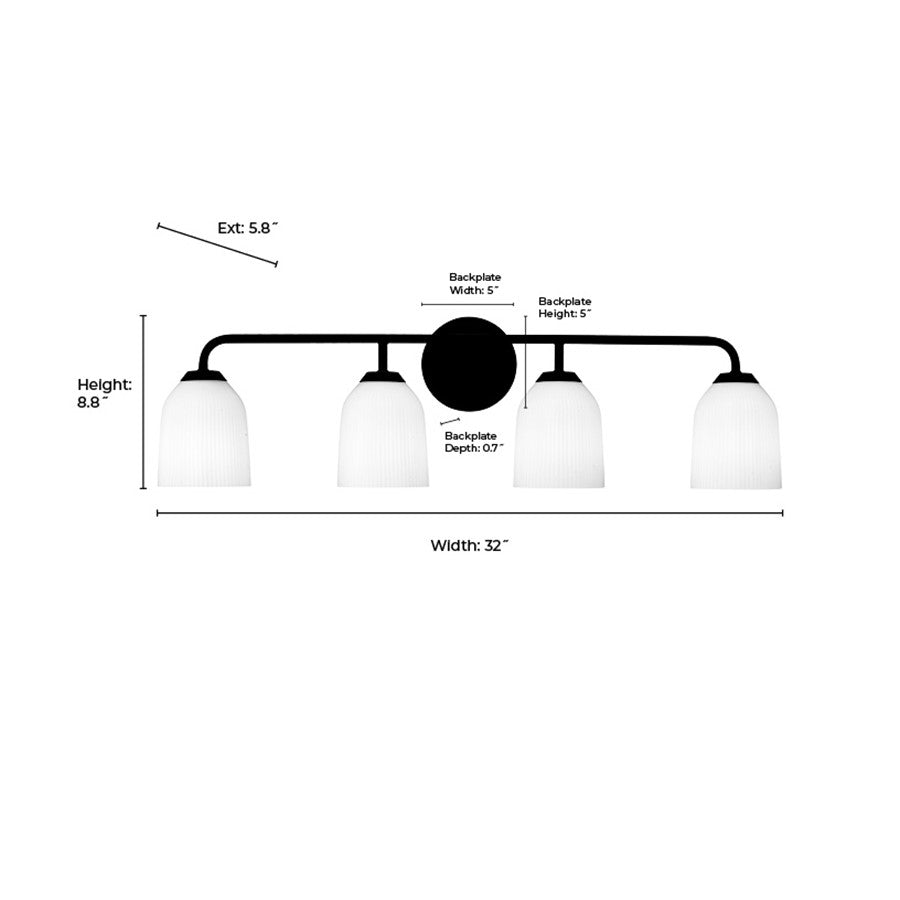 Millennium Lighting Norah 4Lt Vanity, Black