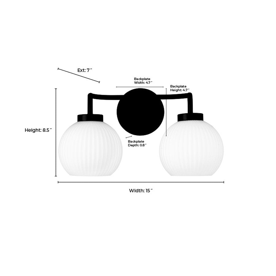 Millennium Lighting Oprah 2Lt Vanity, Polished Nickel