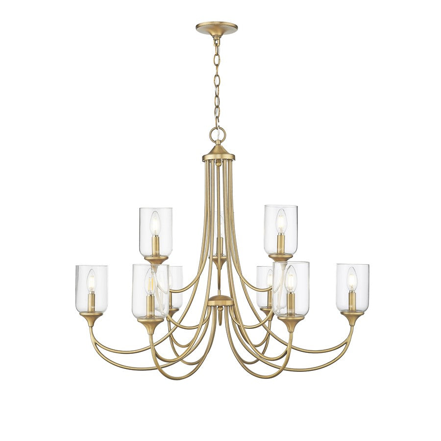 Millennium Lighting Waddingham 9Lt Chandelier, Vintage Brass - 22409-VB
