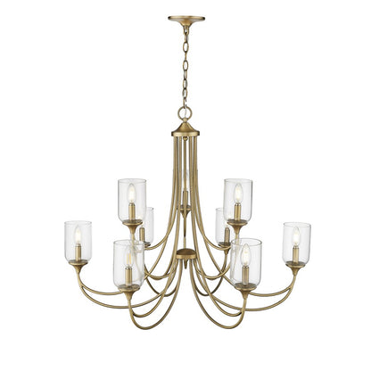 Millennium Lighting Waddingham 9Lt Chandelier, Vintage Brass