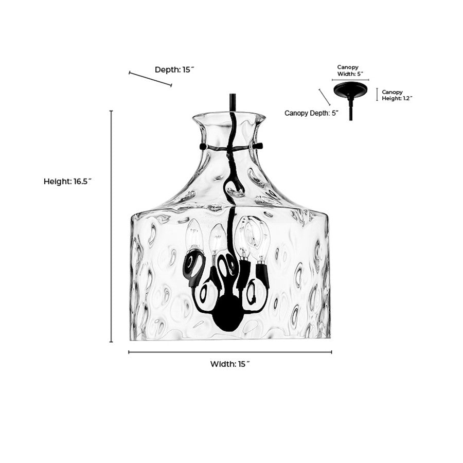 Millennium Lighting Santorini 4Lt Pendant, Modern Gold