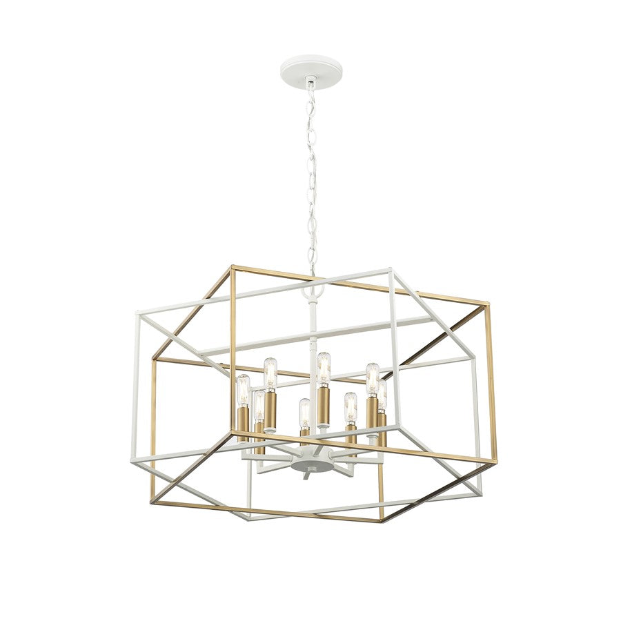 Millennium Lighting Lowe 8Lt Pendant, White/Vintage Brass