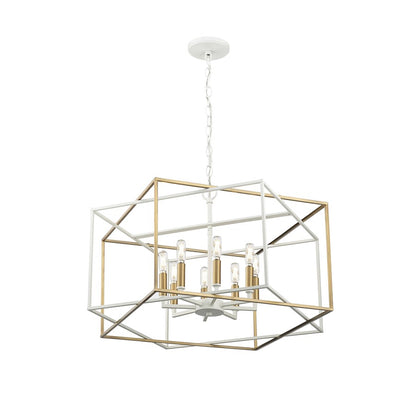 Millennium Lighting Lowe 8Lt Pendant, White/Vintage Brass