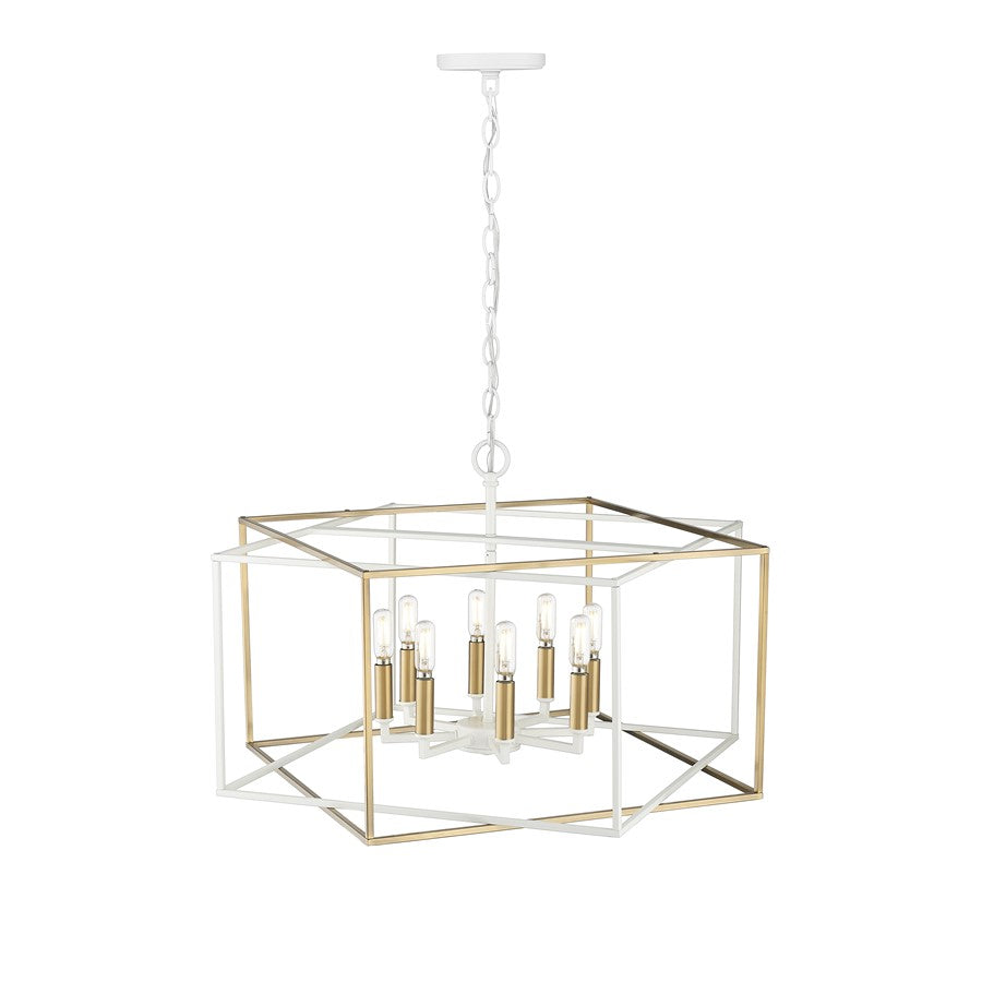 Millennium Lighting Lowe 8Lt Pendant, White/Vintage Brass