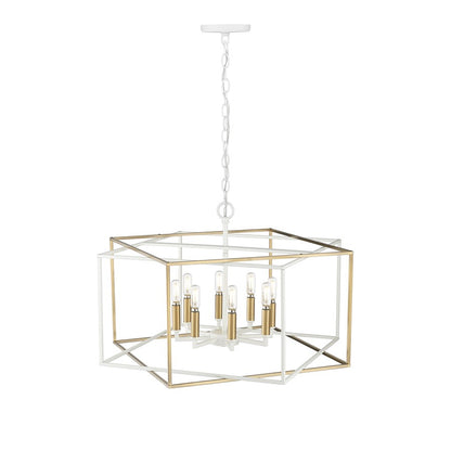Millennium Lighting Lowe 8Lt Pendant, White/Vintage Brass