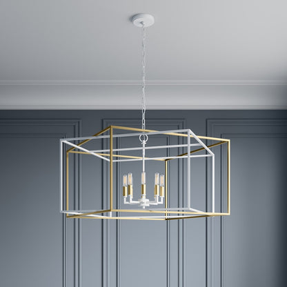 Millennium Lighting Lowe 8Lt Pendant, White/Vintage Brass