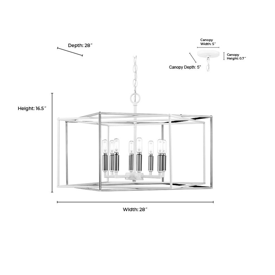 Millennium Lighting Lowe 8Lt Pendant, White/Vintage Brass