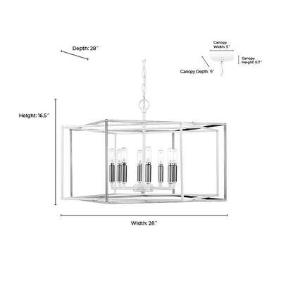 Millennium Lighting Lowe 8Lt Pendant, White/Vintage Brass