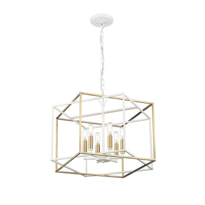 Millennium Lighting Lowe 6Lt Pendant, White/Vintage Brass