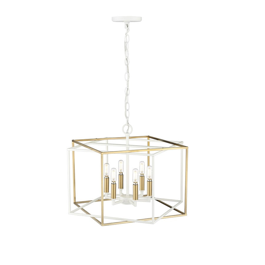 Millennium Lighting Lowe 6Lt Pendant, White/Vintage Brass