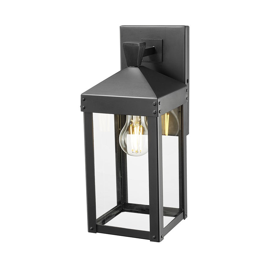 Millennium Lighting Yates 1Lt 14" Outdoor Wall Sconce, Black/Clear - 22901-PBK