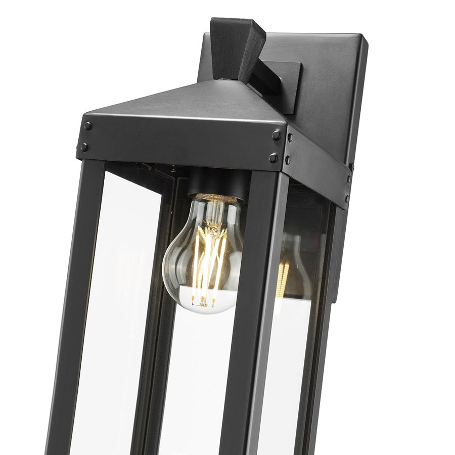 Millennium Lighting Yates 1Lt 14" Outdoor Wall Sconce, Black/Clear