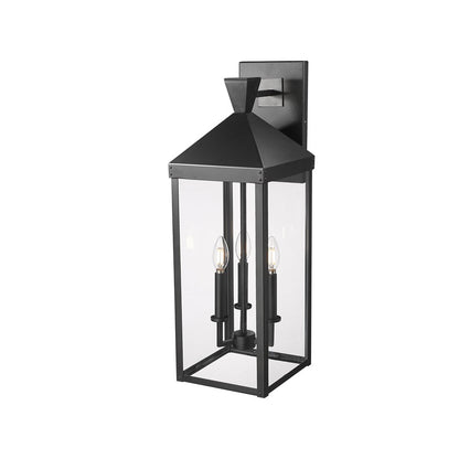 Millennium Lighting Yates 3Lt 26" Outdoor Wall Sconce, Black/Clear - 22903-PBK