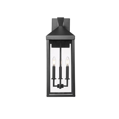 Millennium Lighting Yates 3Lt 26" Outdoor Wall Sconce, Black/Clear
