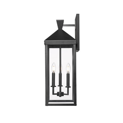 Millennium Lighting Yates 3Lt 26" Outdoor Wall Sconce, Black/Clear
