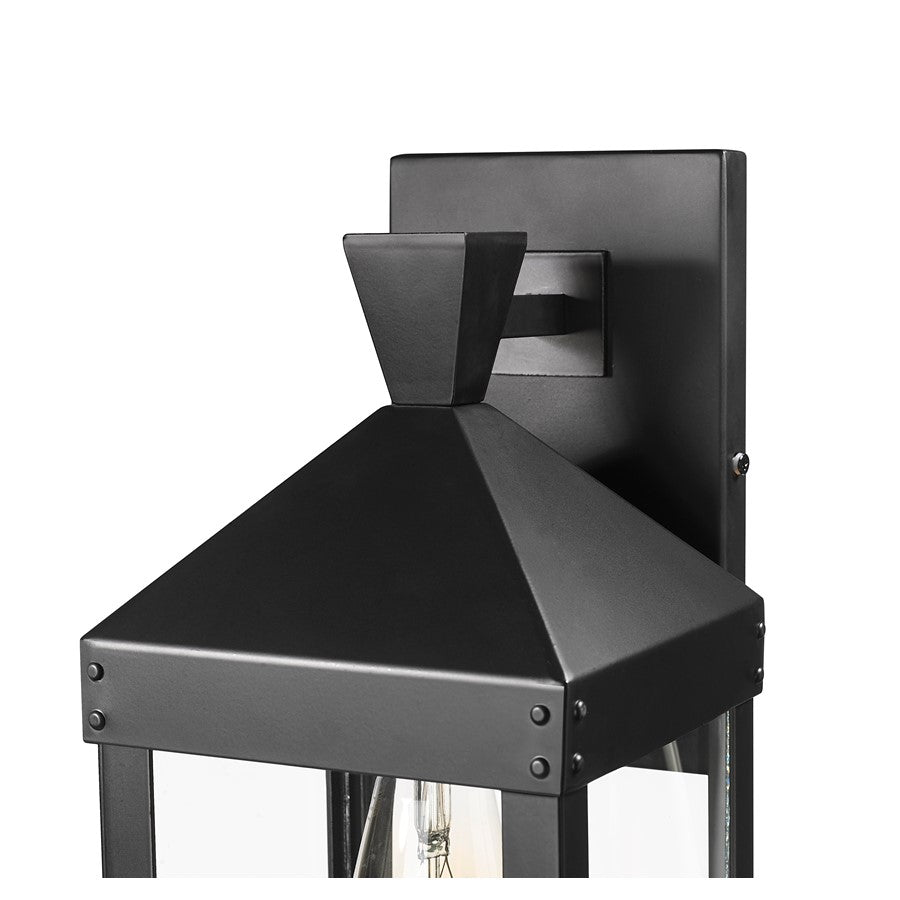 Millennium Lighting Yates 1Lt 17" Outdoor Wall Sconce, Black/Clear