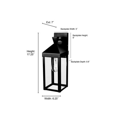 Millennium Lighting Yates 1Lt 17" Outdoor Wall Sconce, Black/Clear
