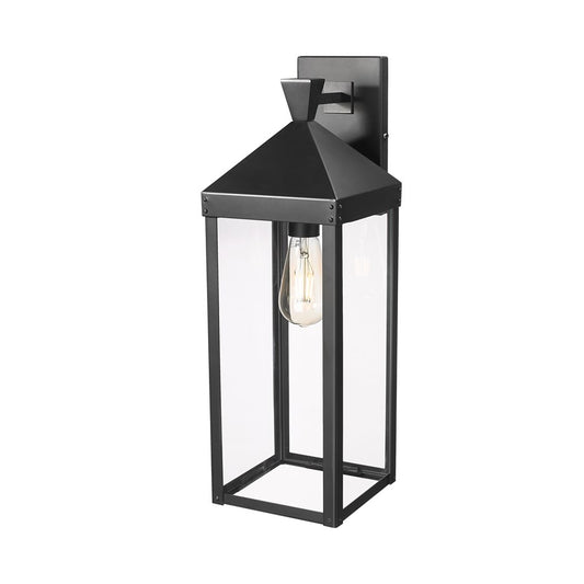 Millennium Lighting Yates 1Lt 22" Outdoor Wall Sconce, Black/Clear - 22921-PBK
