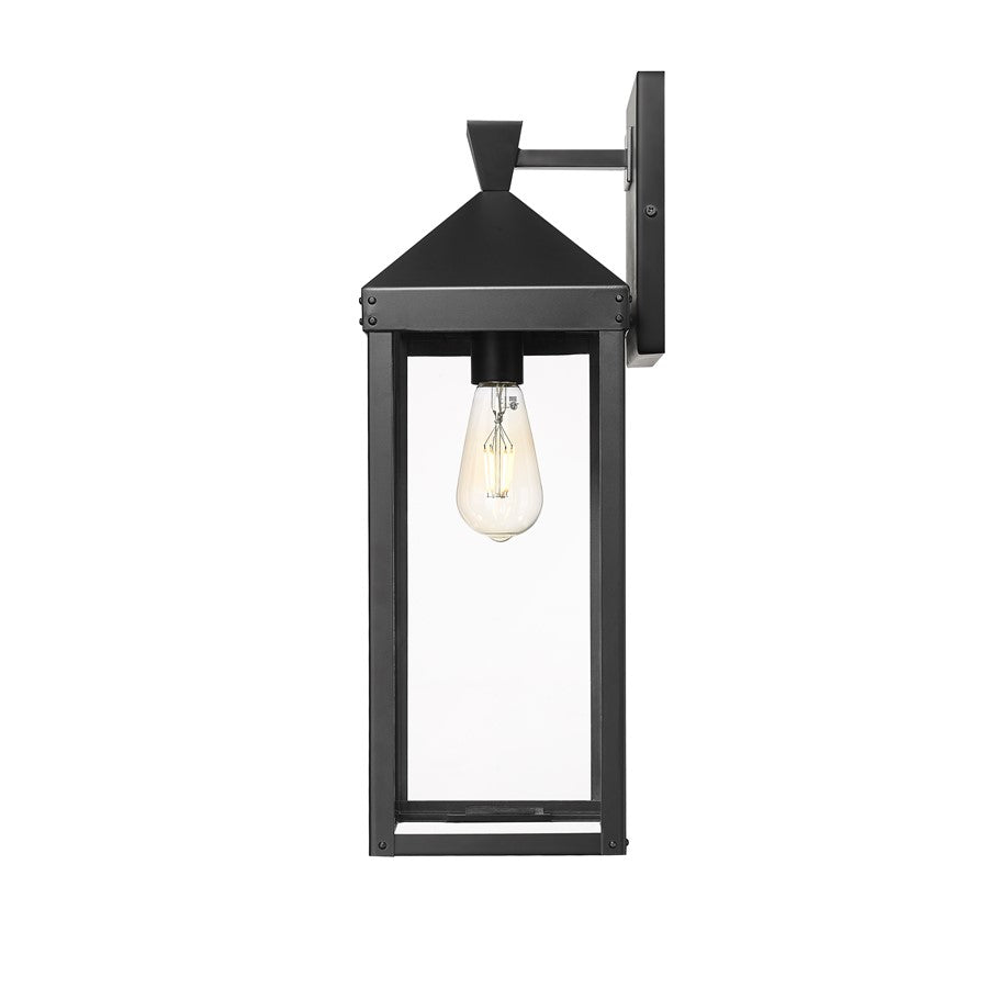 Millennium Lighting Yates 1Lt 22" Outdoor Wall Sconce, Black/Clear