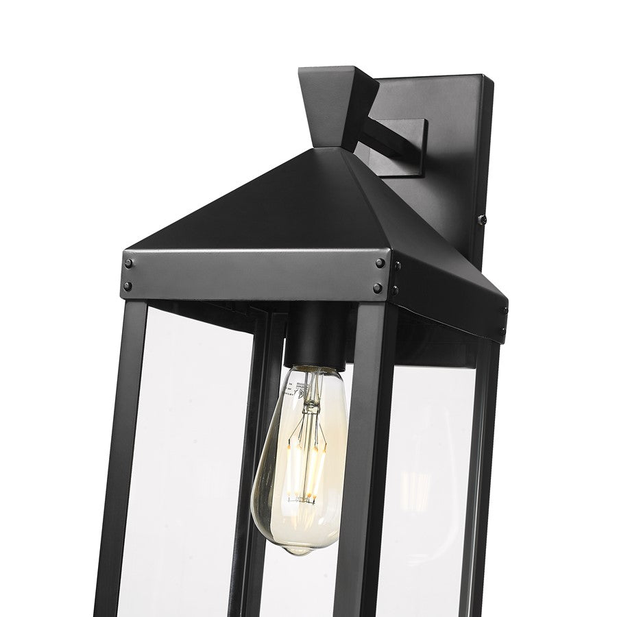 Millennium Lighting Yates 1Lt 22" Outdoor Wall Sconce, Black/Clear