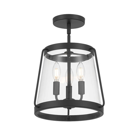 Millennium Lighting Adabella 3Lt Semi Flush Mount, Black/Clear - 230103-MB