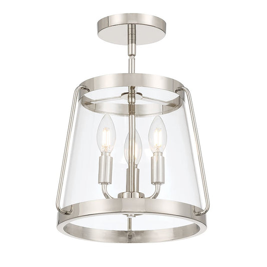 Millennium Adabella 3Lt Semi Flush Mount, Nickel/Clear - 230103-PN