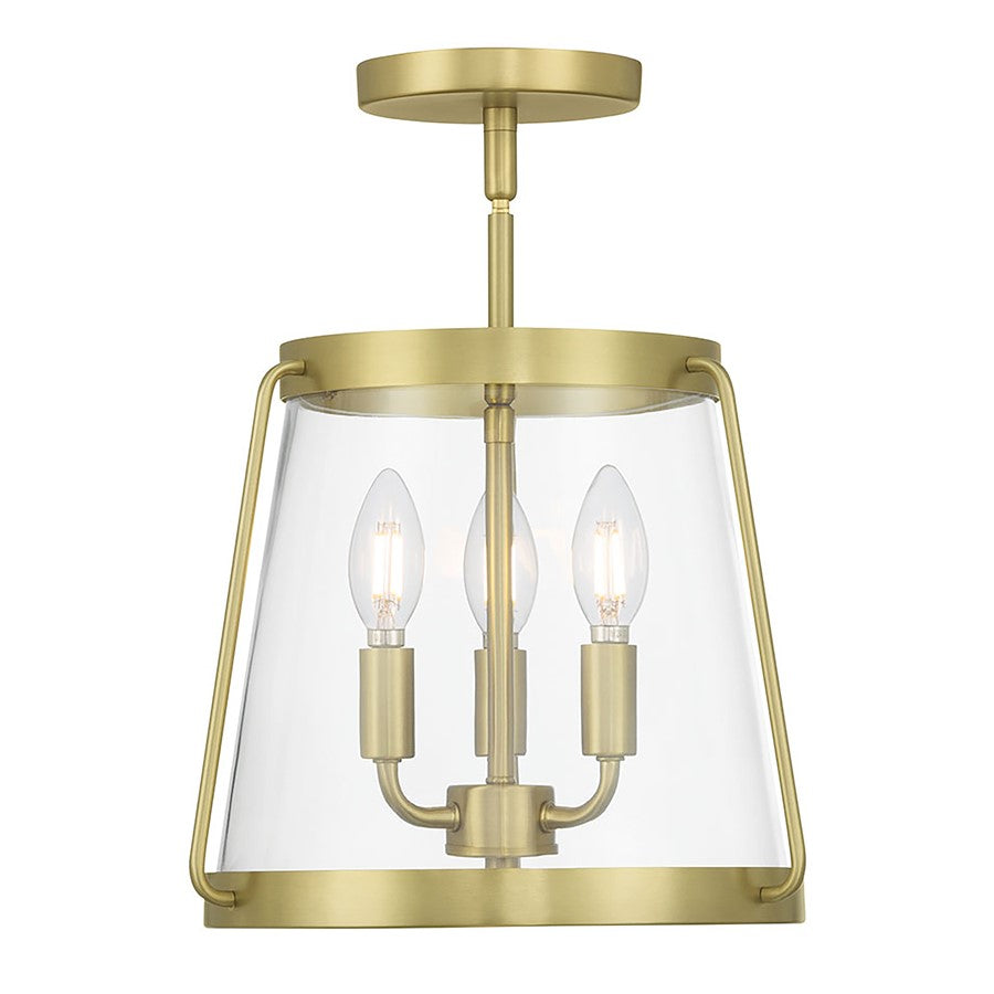 Millennium Lighting Adabella 3Lt Semi Flush Mount, Brass/Clear