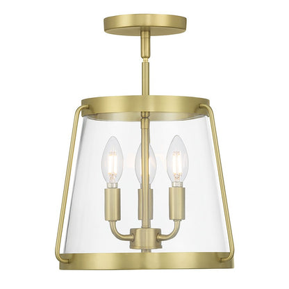 Millennium Lighting Adabella 3Lt Semi Flush Mount, Brass/Clear